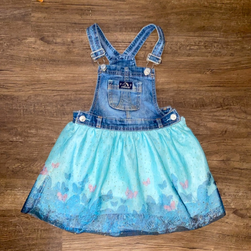 2/$20 Girl's Jordache Denim & Butterflies Skirt Overalls Size 3T